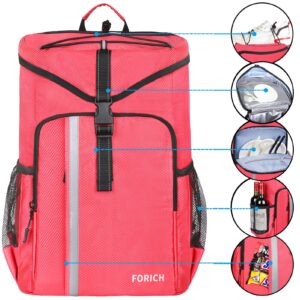 FORICH Backpack Cooler Leakproof Insulated Waterproof Backpack Cooler Bag, Lightweight Soft Beach Cooler Backpack for Men Women to Work Lunch Picnics Camping Hiking, 30 Cans