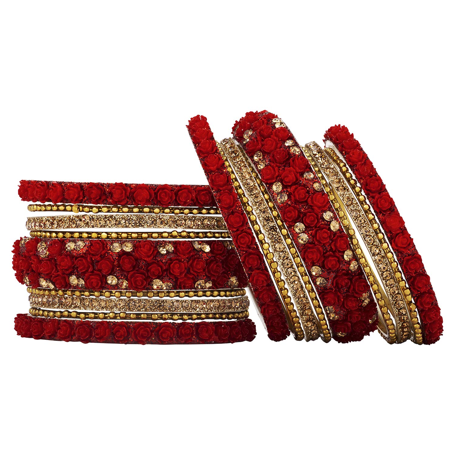 Aheli Ethnic Colorful Metal Bangles Chudha Set Stone Studded Bangle Set Indian Wedding Wear Fashion Jewelry for Women & Girls