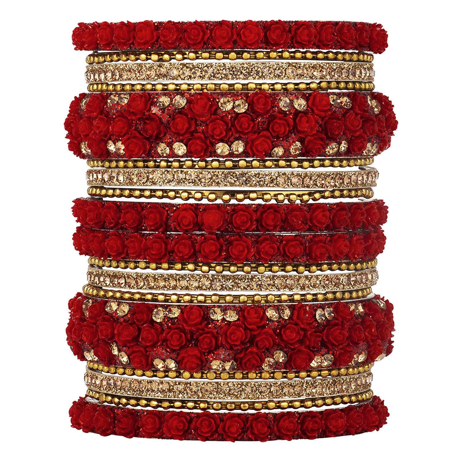 Aheli Ethnic Colorful Metal Bangles Chudha Set Stone Studded Bangle Set Indian Wedding Wear Fashion Jewelry for Women & Girls