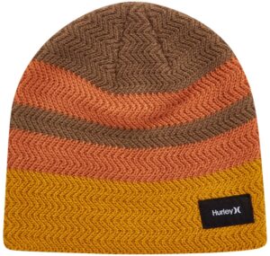 hurley men's winter hat - block party beanie, khaki