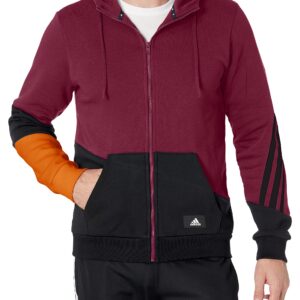 adidas Men's Sportswear Colorblock Hooded Tracktop, Victory Crimson, Medium