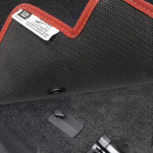 Lloyd Mats Heavy Duty Premium Red and Black Vinyl Binding Carpeted Floor Mats for Chevy Camaro 2010-2015 (Charcoal, 2PC (Double Logo) - Camaro RS)