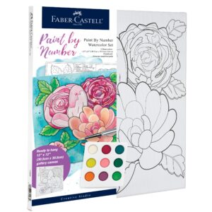 Faber-Castell Paint by Number Watercolor Bold Floral - Adult Paint by Number Kit on Canvas - DIY Flower Painting