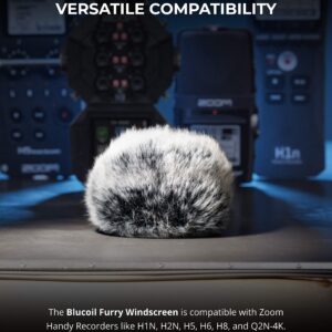 Blucoil Outdoor Microphone Furry Windscreen Muff - Mic Fur Cover Compatible with Zoom H1N, H2N, H5, H6, H8, and Q2N-4K Audio/Video Recorders