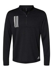 adidas - 3-stripes double knit quarter-zip pullover - a482 - l - black/grey two