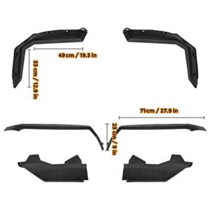 Kemimoto UTV Fender Flare, Front and Rear Extended Mud Guards Compatible with Can Am Defender HD 5/ HD8/ HD10/ MAX 2016 17 18 19 20 21 22 23 Replace OEM #715006821 715002424 715006822