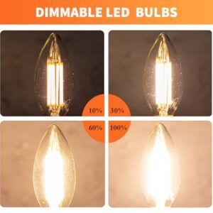 ALAMPEVER Chandelier Light Bulbs,E12 Candelabra Bulb 60 Watt,E12 LED Bulb 2700K Soft White,Candle Light Bulbs 12 Pack