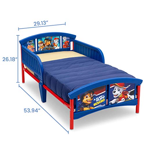 Delta Children Plastic Toddler Bed, Nick Jr. PAW Patrol Twinkle Galaxy Dual Sided Recycled Fiber Core Toddler Mattress (Bundle)