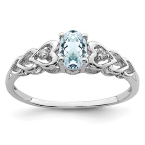 icecarats 925 sterling silver blue aquamarine diamond ring gemstone band march birthstone jewelry size 9