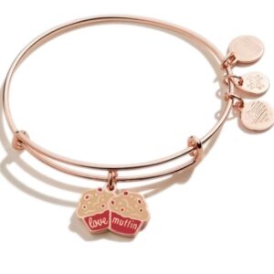 Alex and Ani Food Expandable Bangle for Women, Love Muffin Charm, Shiny Rose Gold Finish, 2 to 3.5 in