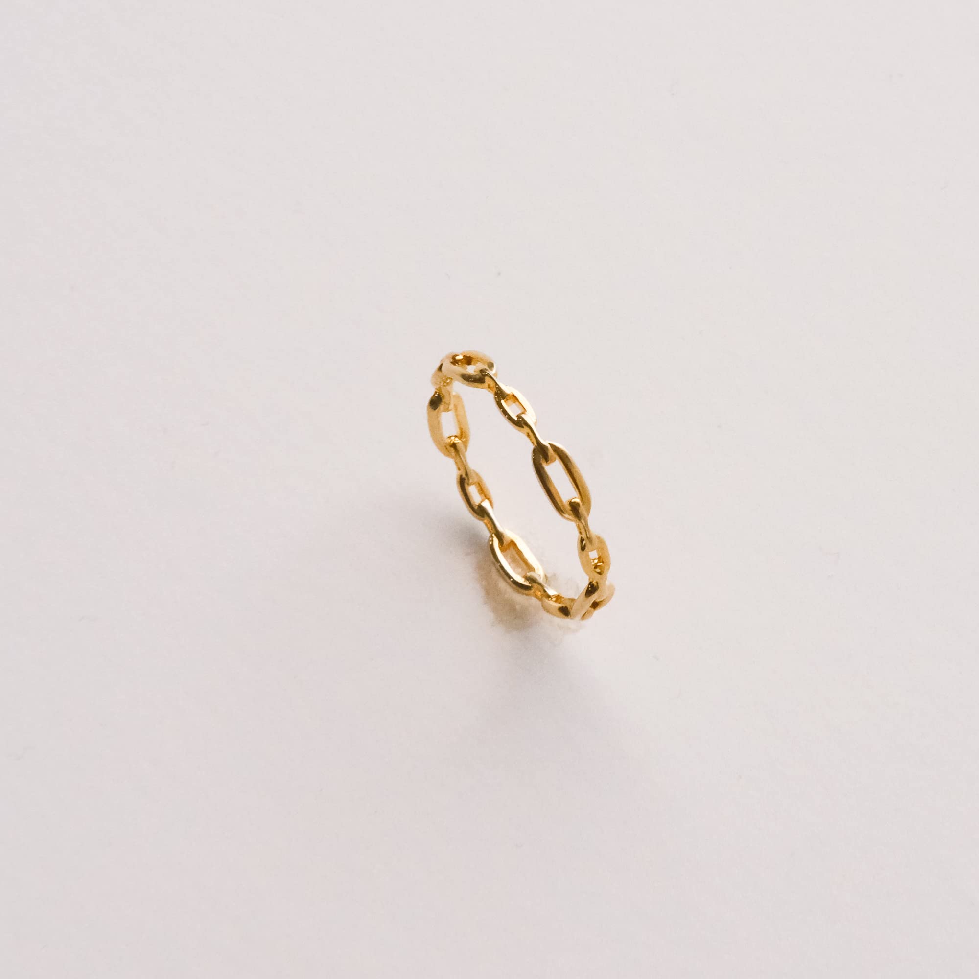 espere 18K Gold Plated Simple Link Ring Simple Gold Rings | Women's Minimalist Stacking Band