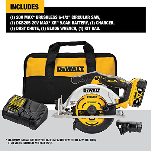 DEWALT 20V MAX* Circular Saw, 6-1/2-Inch, Cordless Kit (DCS565P1)