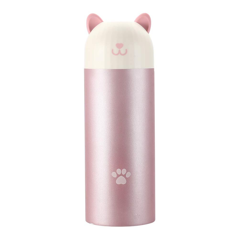 MIXU Catto Cat Shape Smart Thermos Bottle with Temperature Display, 304 Stainless Steel Food Grade Insulation Vacuum Flask, Leak-proof Anti Slip 10-Ounce Portable for Children, Girls, School, Pink