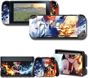 alvhntr my hero academia vinyl skin decal stickers for nintendo switch, anime protector wrap cover protective faceplate full set console joy-con dock (my hero academia 2591)