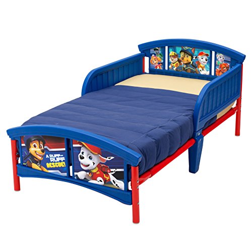 Delta Children Plastic Toddler Bed, Nick Jr. PAW Patrol Twinkle Galaxy Dual Sided Recycled Fiber Core Toddler Mattress (Bundle)