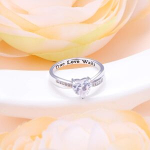 DAOCHONG S925 Sterling Silver True Love Waits Infinity Criss Cross Heart Engagement Wedding Ring for Women Girlfriend Wife (7)