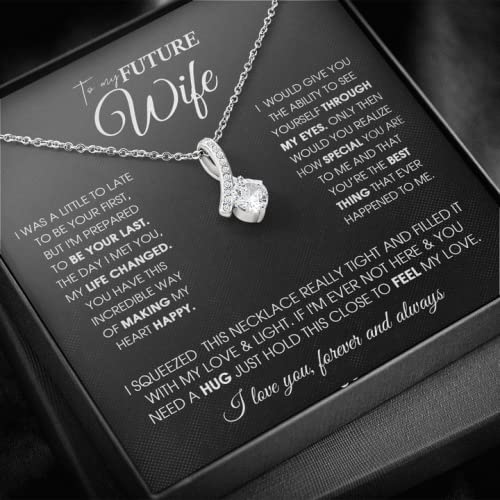 Fa Gifts to My Future Wife Necklace Future Wife Gifts Alluring Beauty Necklace With Message Card and Gift Box Future Wife Gifts Fiancee Gifts (Alluring Beauty Necklace)