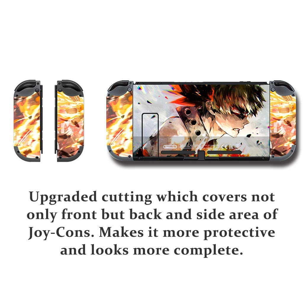 Alvhntr My hero academia Vinyl Skin Decal Stickers for Nintendo Switch, Anime Protector Wrap Cover Protective Faceplate Full Set Console Joy-Con Dock (My hero academia 2036)