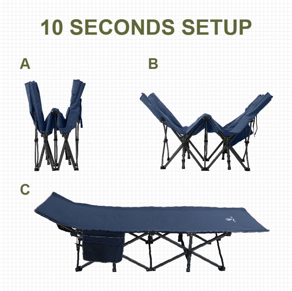 ALPHA CAMP Oversized Camping Cot Supports 600 lbs Sleeping Bed Folding Steel Frame Portable with Carry Bag,Navy