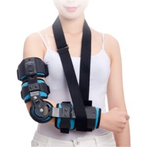 hinged rom elbow brace, adjustable post op elbow brace stabilizer splint arm injury recovery support after surgery, hinged elbow support stabilizer splint for arm support relief pain