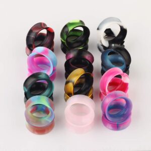 24pcs Ultra Thin Silicone Ear Gauges Skin Flexible Flesh Earrings Tunnel Expander Stretching Gauge Earlets Plug Kit 10mm 00g