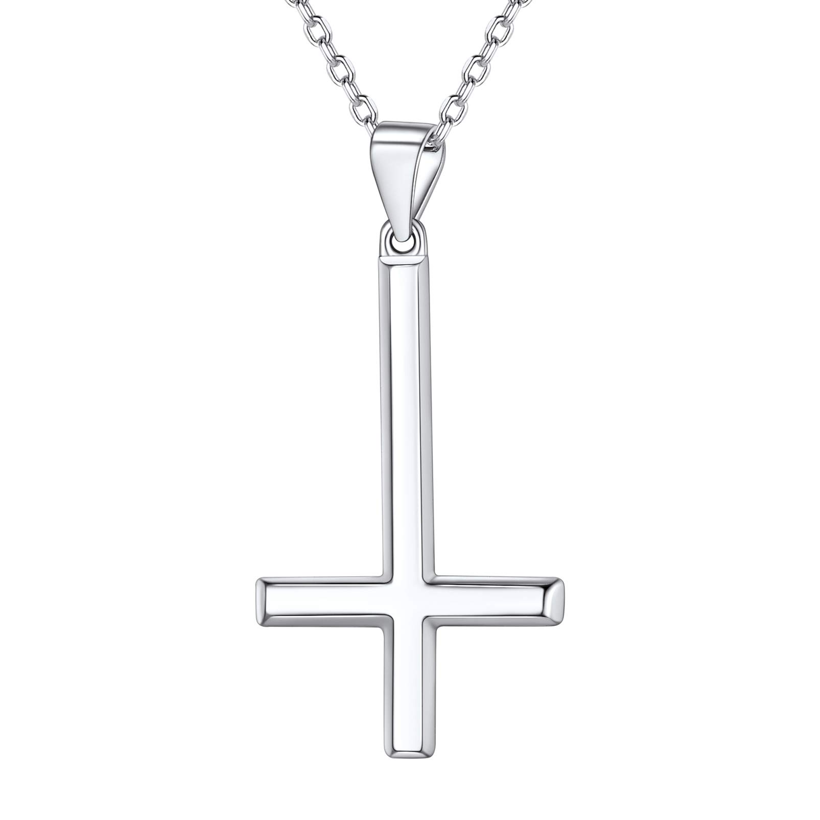 PROSTEEL Inverted Cross Necklace Men Satanic Jewelry Satanism Occult Devil 925 Sterling Silver Upside Down Cross