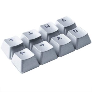 HUYUN FPS & MOBA Gaming Keycaps Replacement for Cherry MX Razer Corsair Logitech Gaming Mechanical Keyboard (Silver-WASD↑↓←→)