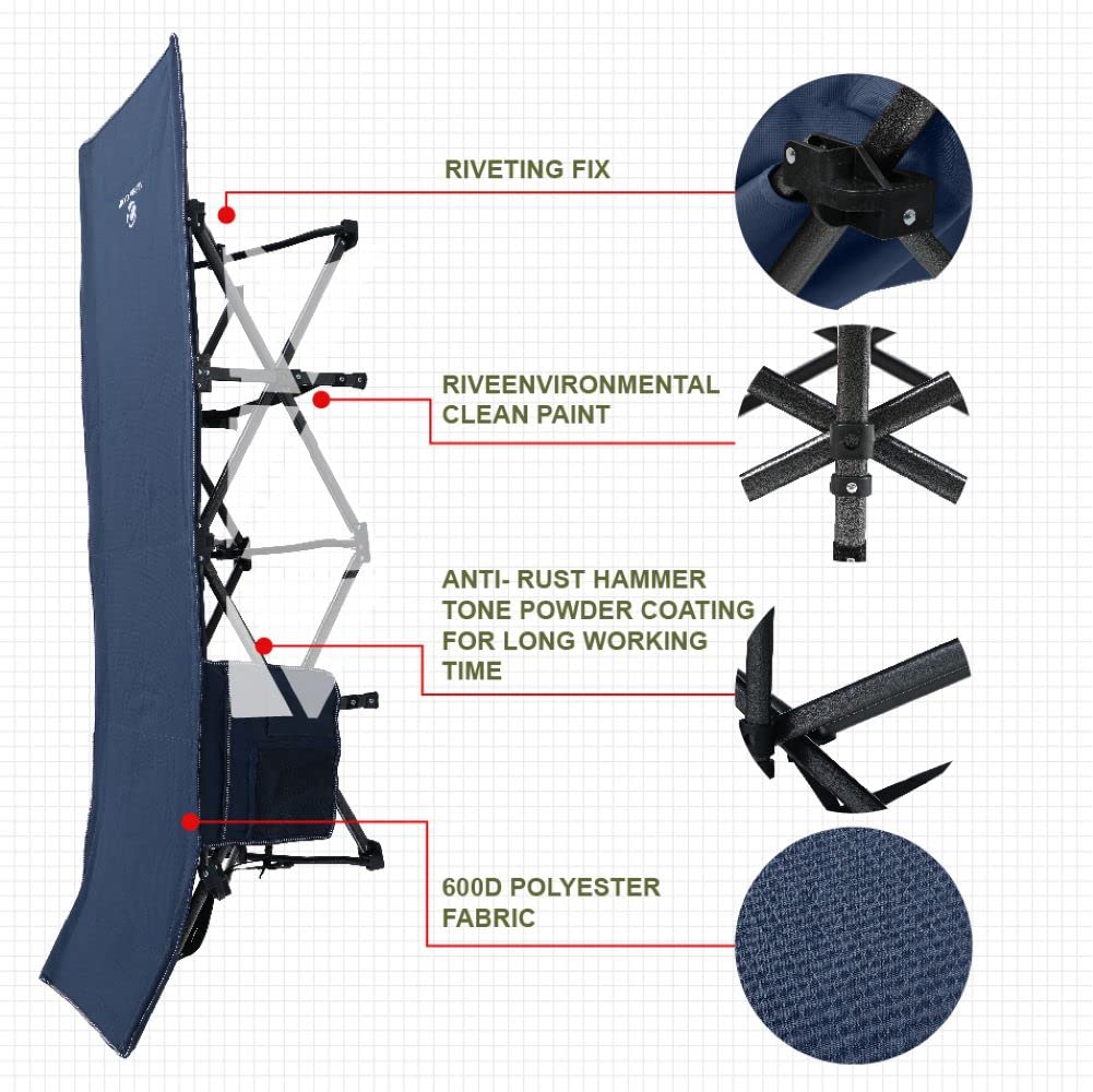 ALPHA CAMP Oversized Camping Cot Supports 600 lbs Sleeping Bed Folding Steel Frame Portable with Carry Bag,Navy