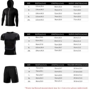 5PCS/Set Men Workout Suit Outfit Fitness Apparel Gym Outdoor Running Compression Pants Shirt Top Long Sleeve Jacket (10,S)