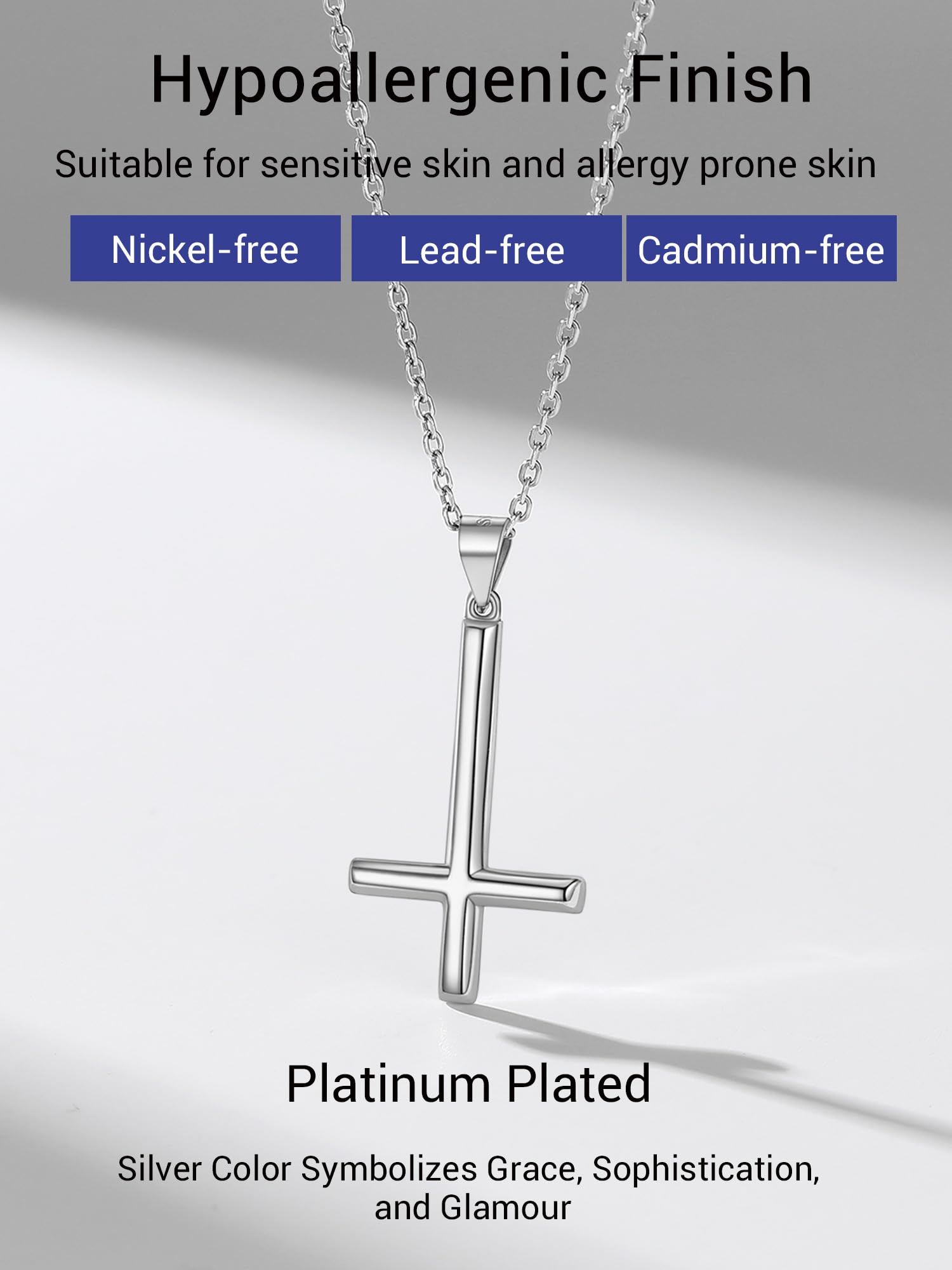 PROSTEEL Inverted Cross Necklace Men Satanic Jewelry Satanism Occult Devil 925 Sterling Silver Upside Down Cross