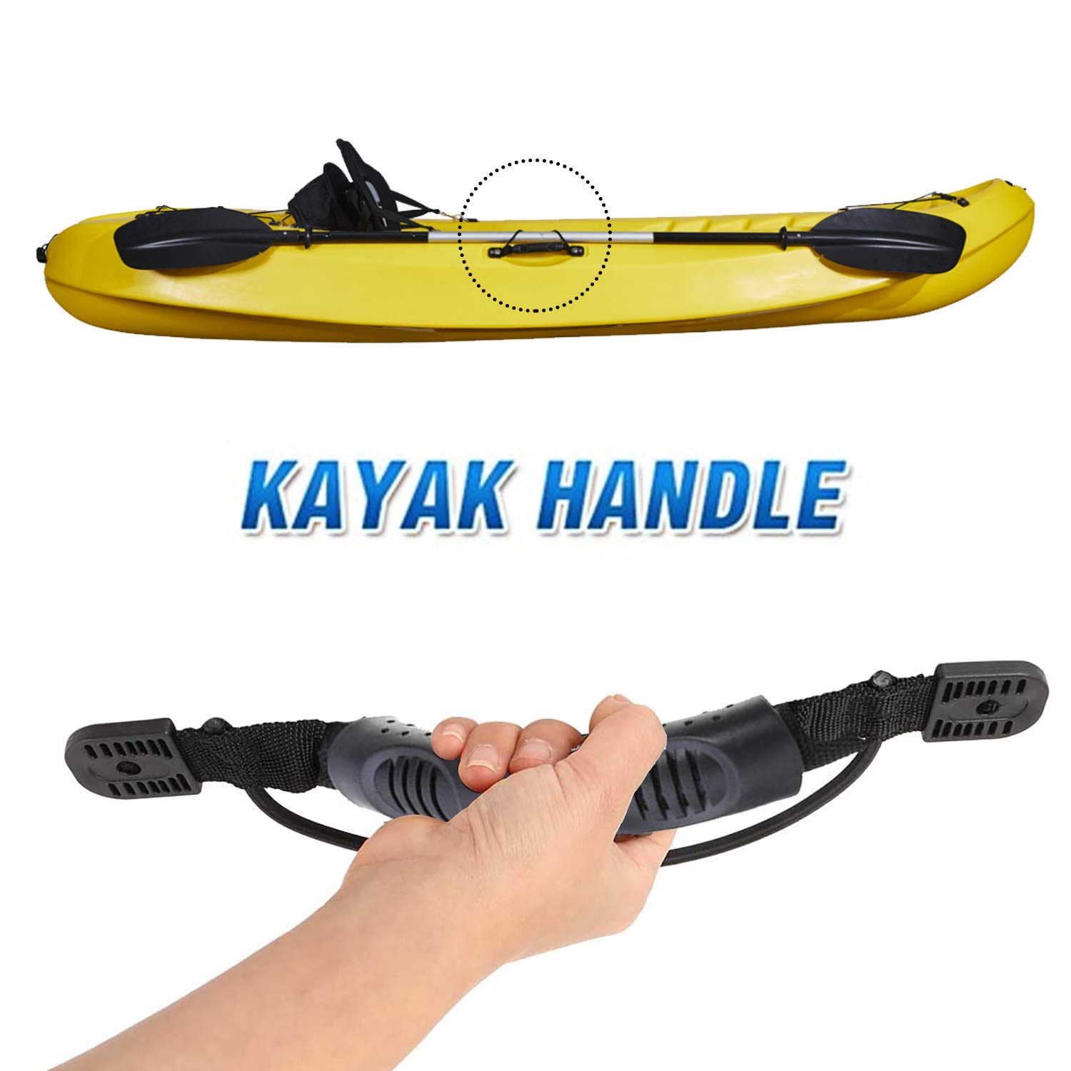 4Pcs Kayaks Canoe Side Mount Handles Replacement Kit with Bungee Cord Paddle Holder Accessories + 4 Pcs J Hook with Hardware Kit for Luggage Handle, Cooler Handle