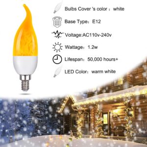 Venforze E12 Flame Bulbs 6 Pack, 3 Mode LED Candelabra Flame Light Bulb 1.2 Watt Warm White Chandelier Flame Bulbs,1800k Candle Light Bulbs, Flame Tip for Christmas Party Decorations