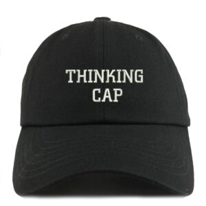 trendy apparel shop thinking cap solid adjustable unstructured dad hat - black