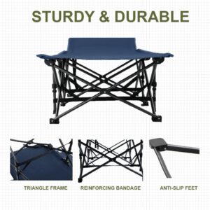 ALPHA CAMP Oversized Camping Cot Supports 600 lbs Sleeping Bed Folding Steel Frame Portable with Carry Bag,Navy