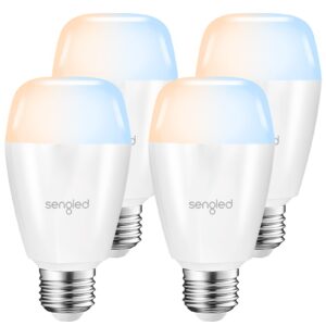 sengled zigbee smart bulbs, tunable white 2700k~6500k, hub required, dimmable via wall switch, works with smartthings and echo plus with built-in hub, daylight a19 e26, voice & app control, 4 pack