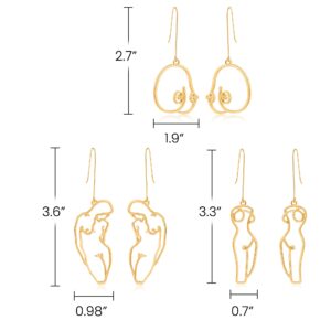 Female Face Body Dangle Earring Gold Aesthetic Statement Earring Abstract Fun Jewelry for Women