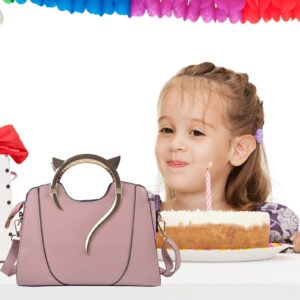 QZUnique Cat Purse for Women Cute Top Handle Shoulder Bag for Teens Girls Pu Leather Gothic Handbag Crossbody Bag