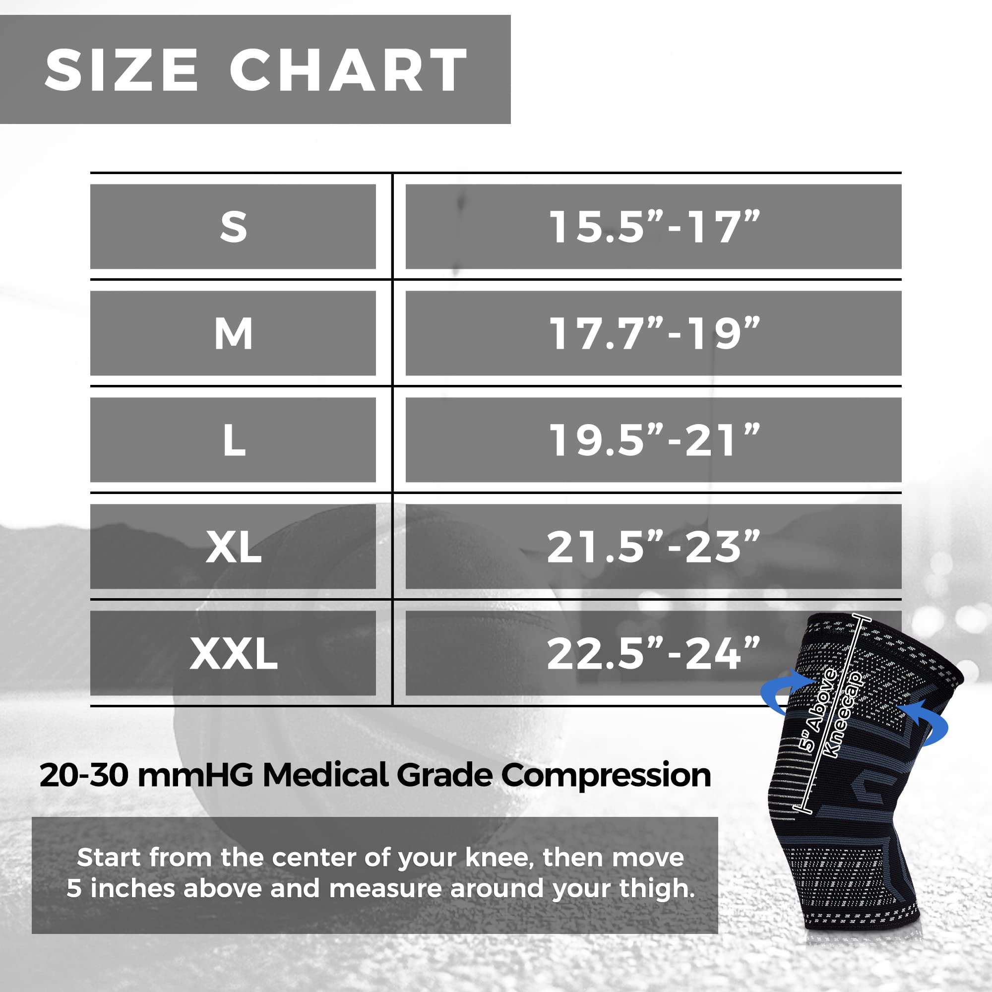 COOLOMG Knee Brace for Knee Pain Knee Compression Sleeves Arthritis Pain Knee Support Running Cycling Weightlifting Gym Workout Sports 1 Pair for Men Women Youth M