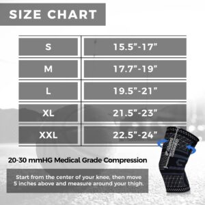 COOLOMG Knee Brace for Knee Pain Knee Compression Sleeves Arthritis Pain Knee Support Running Cycling Weightlifting Gym Workout Sports 1 Pair for Men Women Youth S