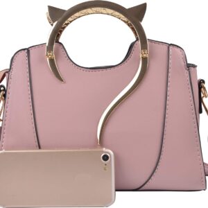 QZUnique Cat Purse for Women Cute Top Handle Shoulder Bag for Teens Girls Pu Leather Gothic Handbag Crossbody Bag