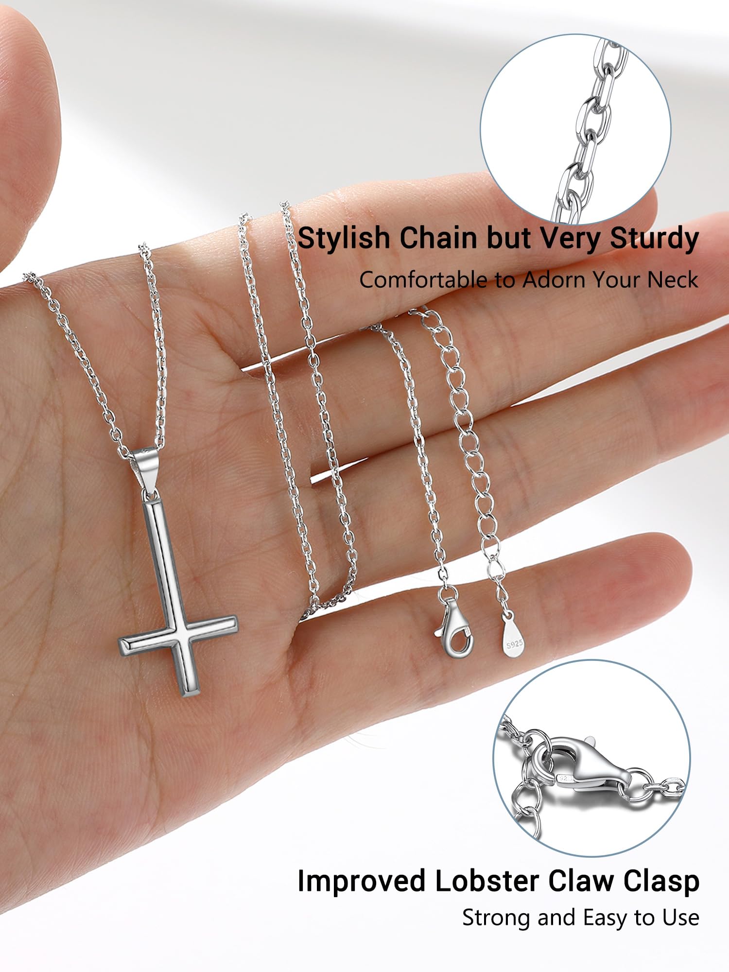 PROSTEEL Inverted Cross Necklace Men Satanic Jewelry Satanism Occult Devil 925 Sterling Silver Upside Down Cross