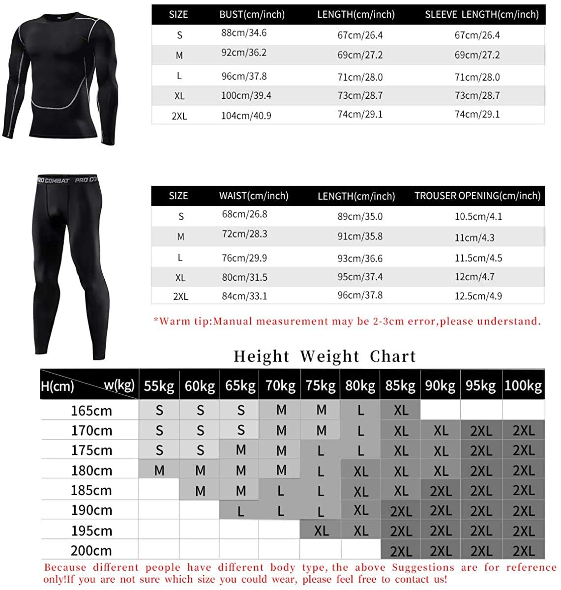 5PCS/Set Men Workout Suit Outfit Fitness Apparel Gym Outdoor Running Compression Pants Shirt Top Long Sleeve Jacket (10,S)