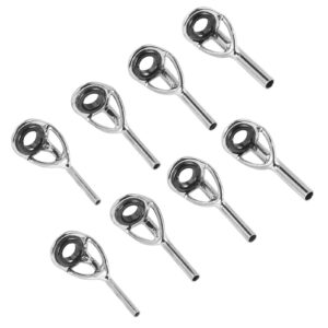 besportble 20pcs fishing rod tip stainless steel spinning rod guides tip with eyelets replacement for sea fishing rod repair 0.9mm 1.2mm 1.4mm 1.6mm