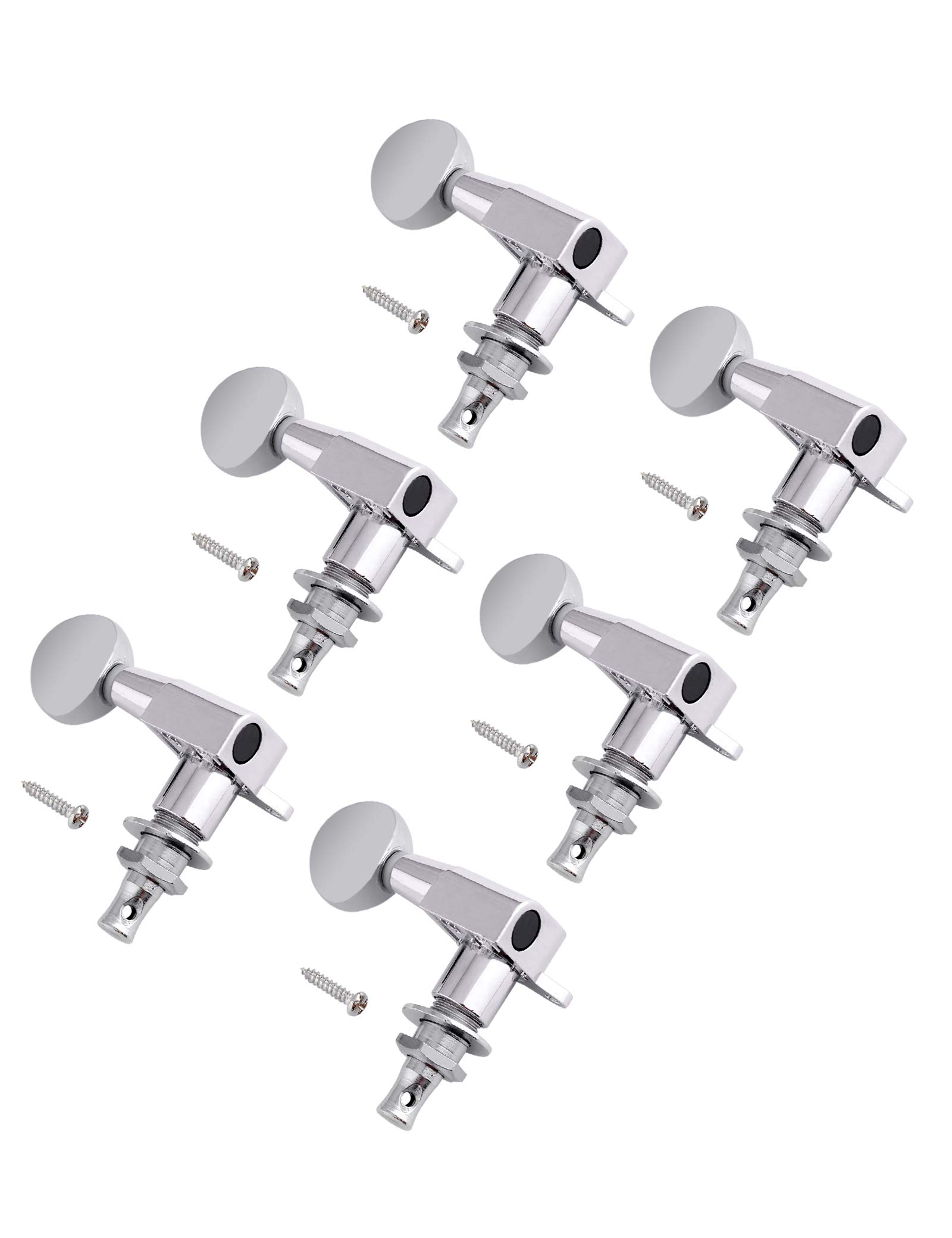 Holmer Guitar String Tuning Pegs Tuning Machines Sealed Machine Heads Grover Tuners Tuning Keys Oval Button 6 In Line for Right Handed Electric Guitar or Acoustic Guitar Chrome.