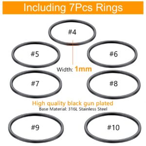 Knuckle Stacking Midi Rings Set Stainless Steel 7Pcs Simple Band Thumb Ring Black