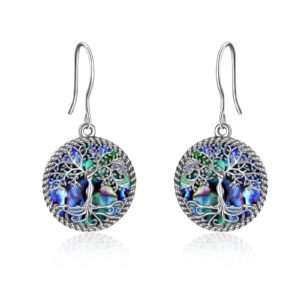 onefinity tree of life earrings sterling silver tree of life abalone shell dangle drop earrings for women tree of life jewelry christmas gifts