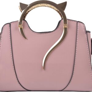 QZUnique Cat Purse for Women Cute Top Handle Shoulder Bag for Teens Girls Pu Leather Gothic Handbag Crossbody Bag