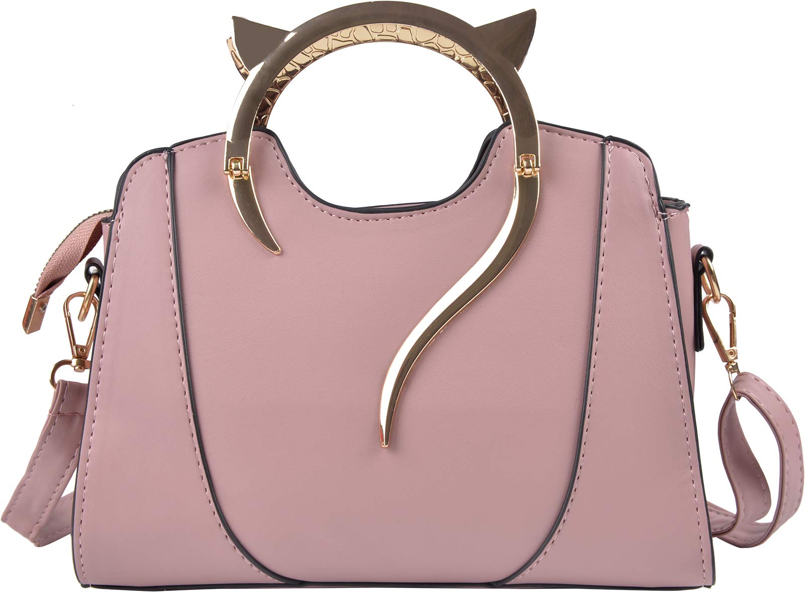 QZUnique Cat Purse for Women Cute Top Handle Shoulder Bag for Teens Girls Pu Leather Gothic Handbag Crossbody Bag