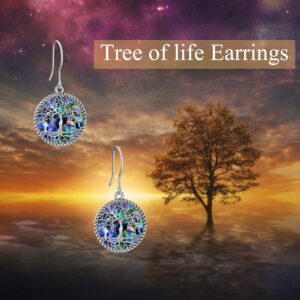 ONEFINITY Tree of Life Earrings Sterling Silver Tree of Life Abalone Shell Dangle Drop Earrings for Women Tree of Life Jewelry Christmas Gifts