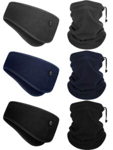 syhood 6 pieces winter fleece ear warmer headband ear muffs head wraps with winter fleece neck warmers gaiter for outdoor sport activities